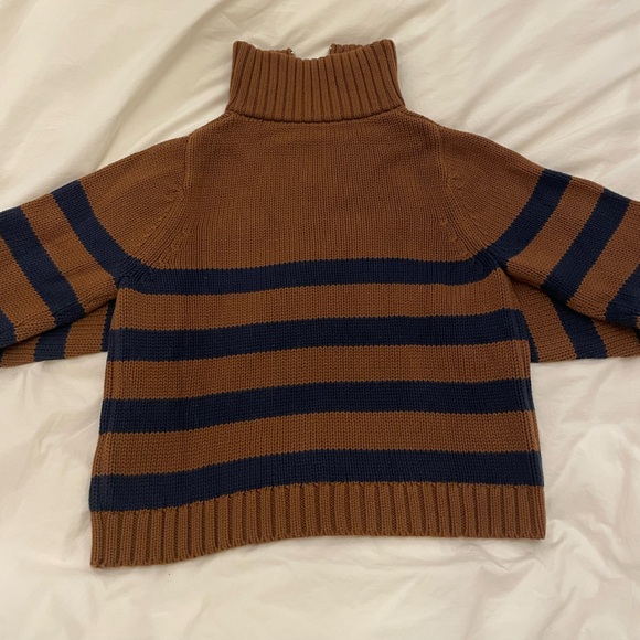 KULE The Matey | Brown and Navy Striped Quarter-Zip Sweater - Picture 6 of 12